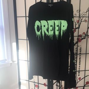 Dolls Kill long sleeve glow in the dark t shirt with thumb hole